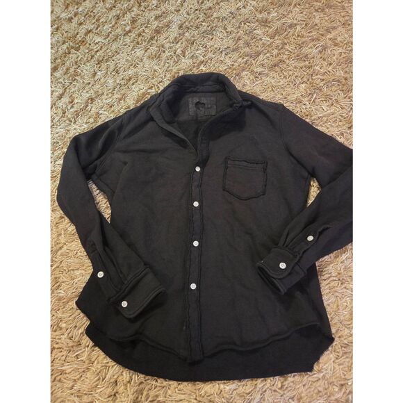 Frank & Eileen | Eileen Relaxed Button Up | Triple Fleece In Black sz XS - Picture 2 of 5
